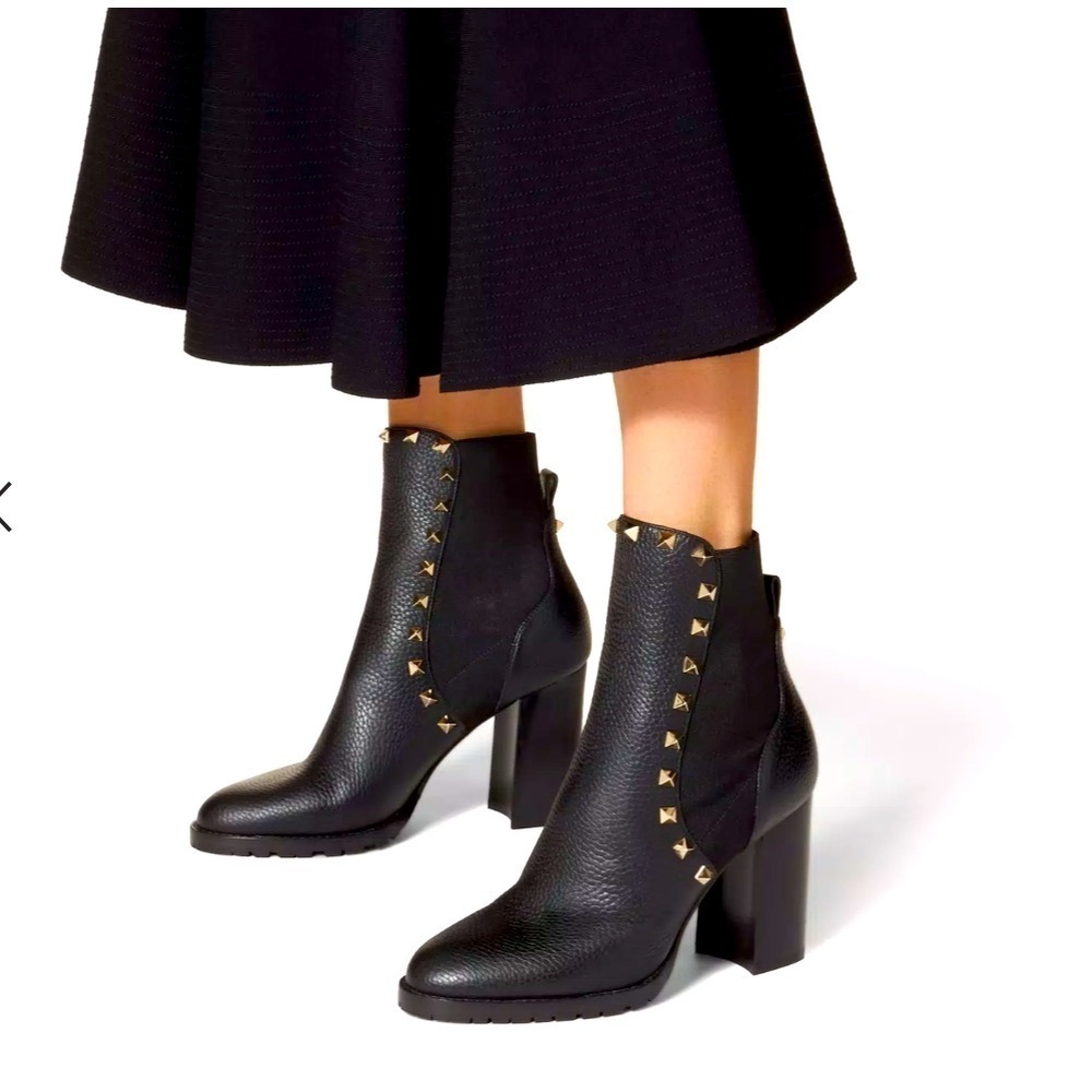 Valentino black rock stud slip on stretch panel Beatle ankle booties size 37